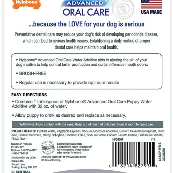 Advanced Oral Care Water Additive for Dogs - Liquid Tartar Remover Original 32 - Picture 2 of 5